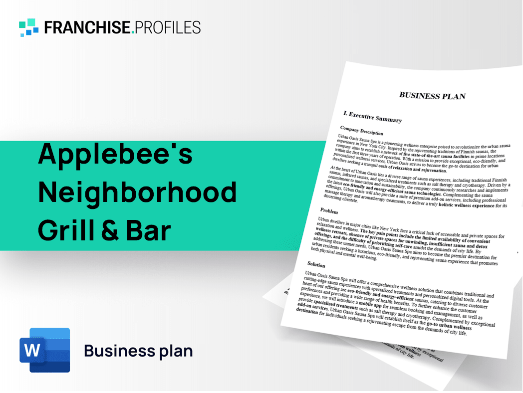 Applebee's Neighborhood Grill & Bar Franchise Business Plan Template