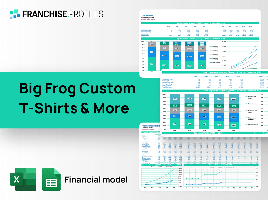 Big Frog Custom T-Shirts & More Franchise Financial Model Template