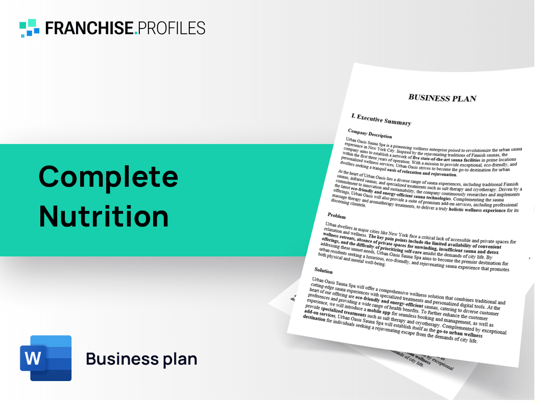 Complete Nutrition Franchise Business Plan Template