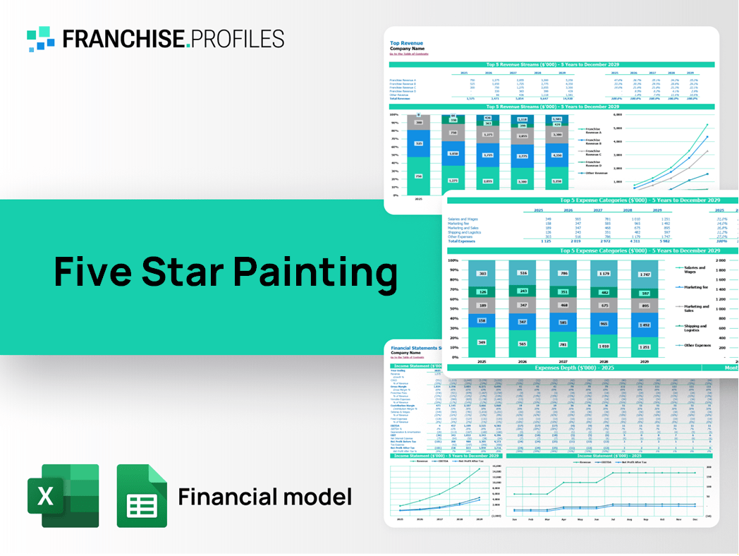 Five Star Painting Franchise Financial Model Template