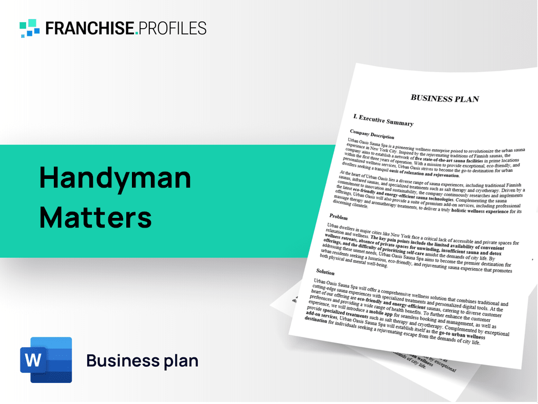 Handyman Matters Franchise Business Plan Template
