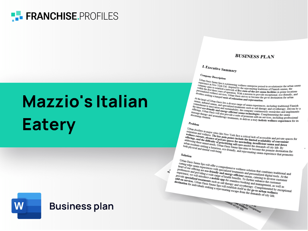 Mazzio's Italian Eatery Franchise Business Plan Template