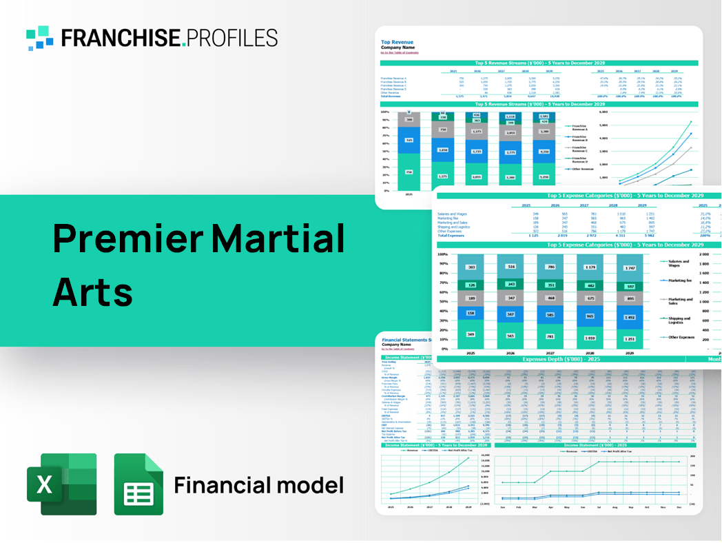 Premier Martial Arts Franchise Financial Model Template