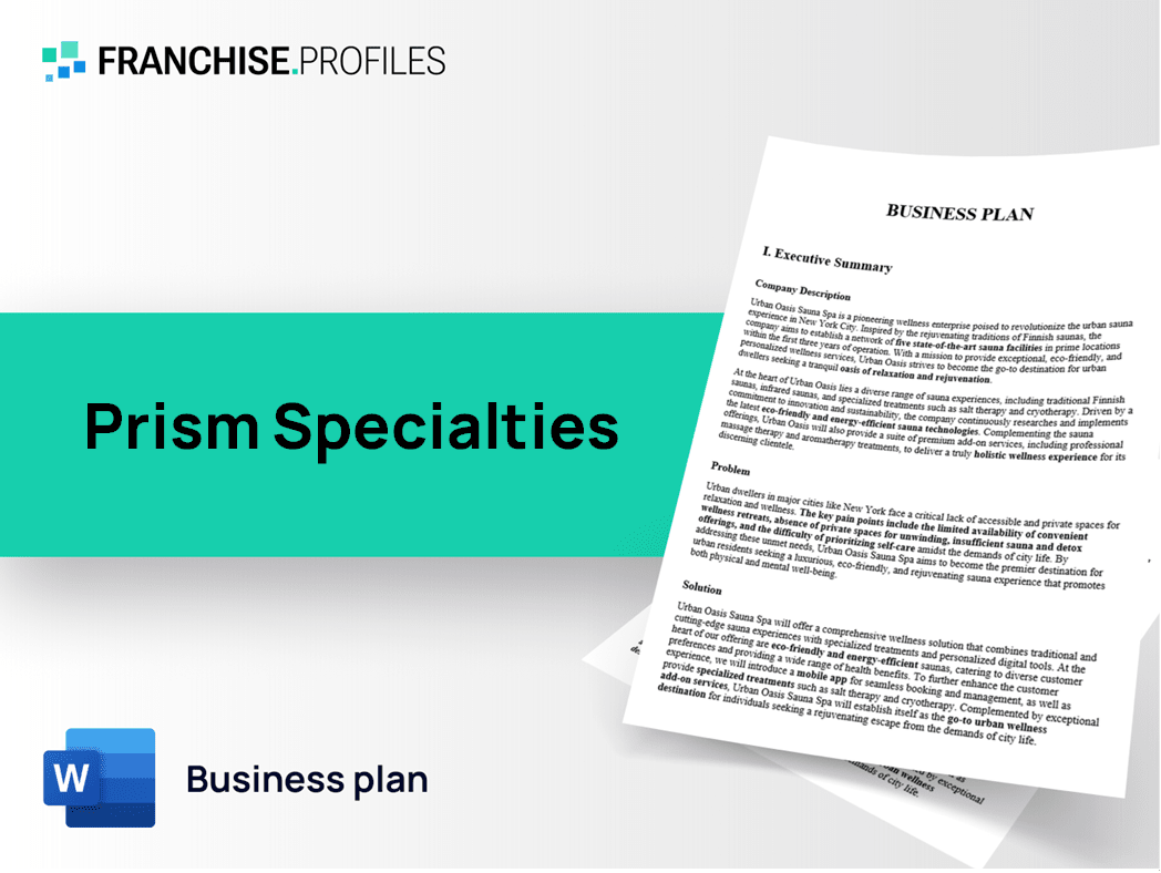 Prism Specialties Franchise Business Plan Template