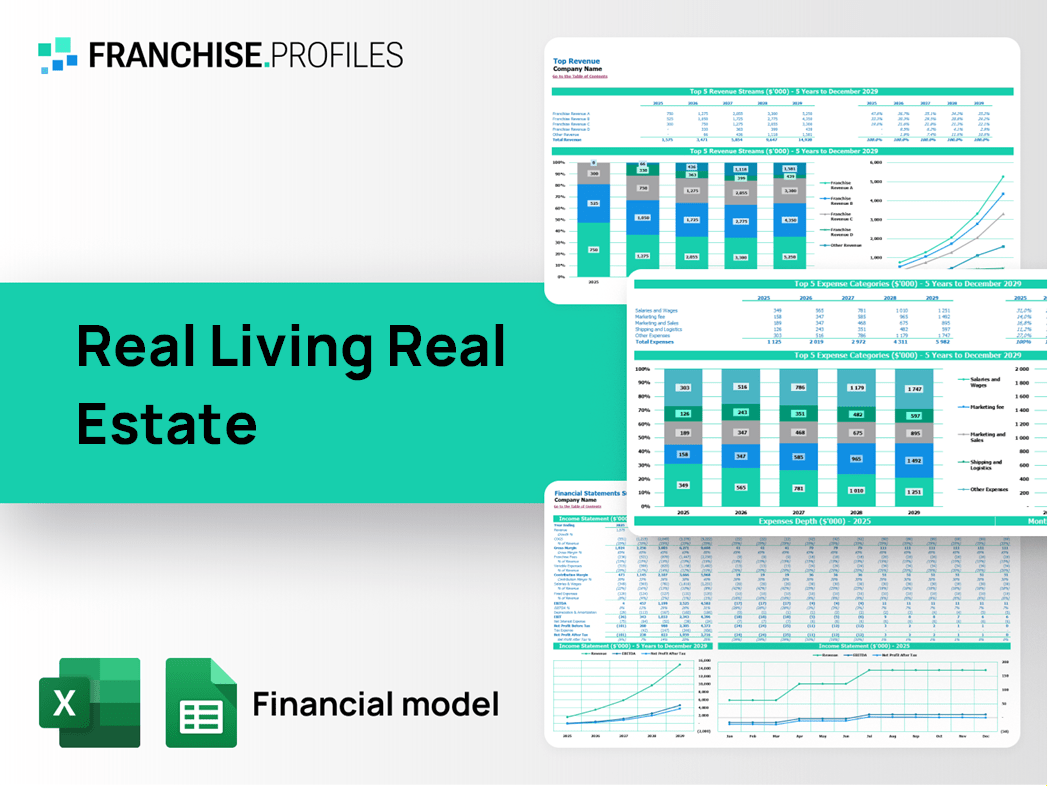 Real Living Real Estate Franchise Financial Model Template