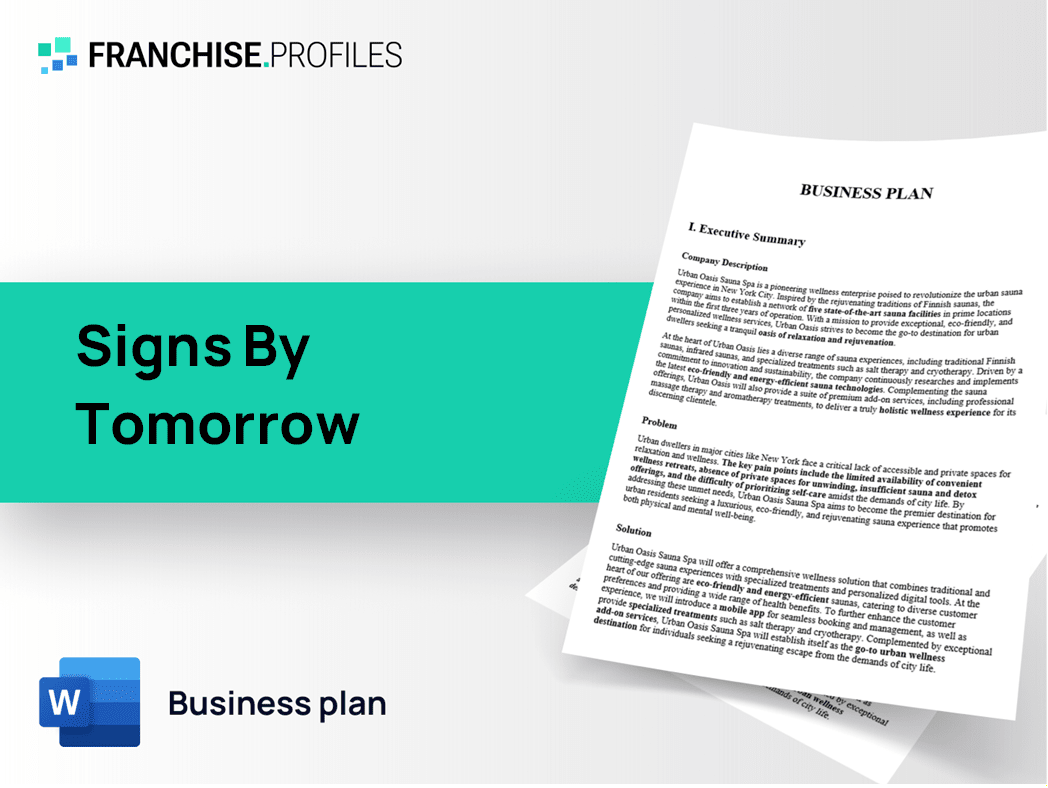 Signs By Tomorrow Franchise Business Plan Template