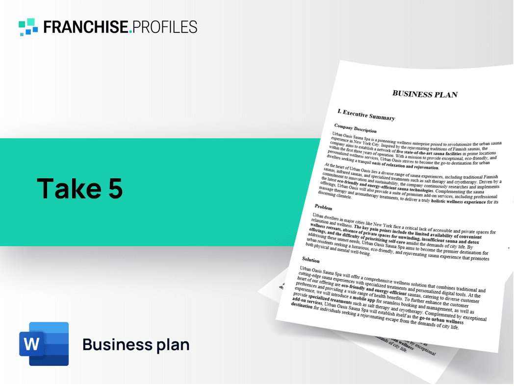 Take 5 Franchise Business Plan Template