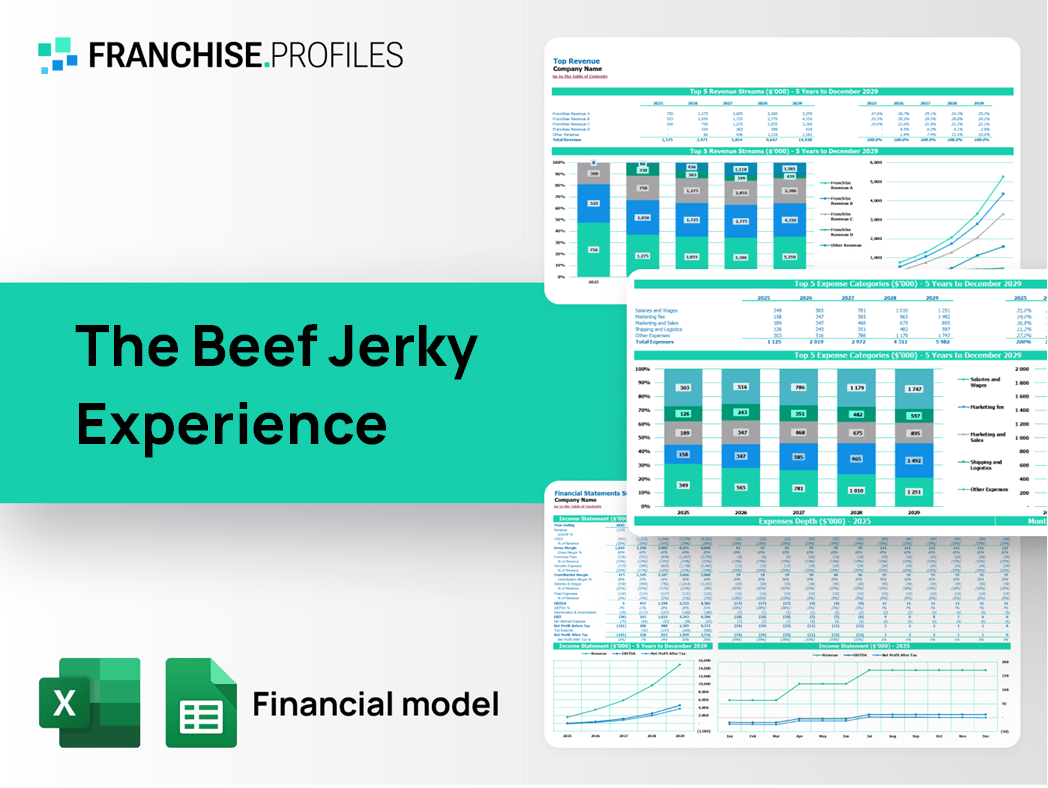 The Beef Jerky Experience Franchise Financial Model Template
