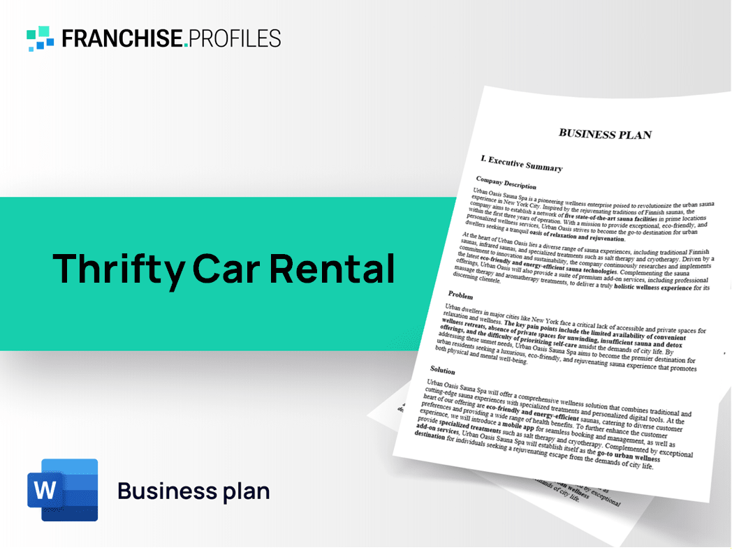 Thrifty Car Rental Franchise Business Plan Template
