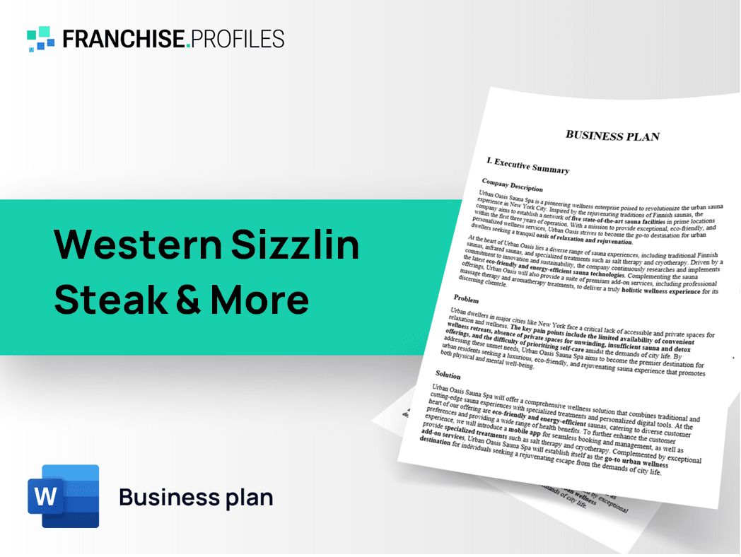 Western Sizzlin Steak & More Franchise Business Plan Template