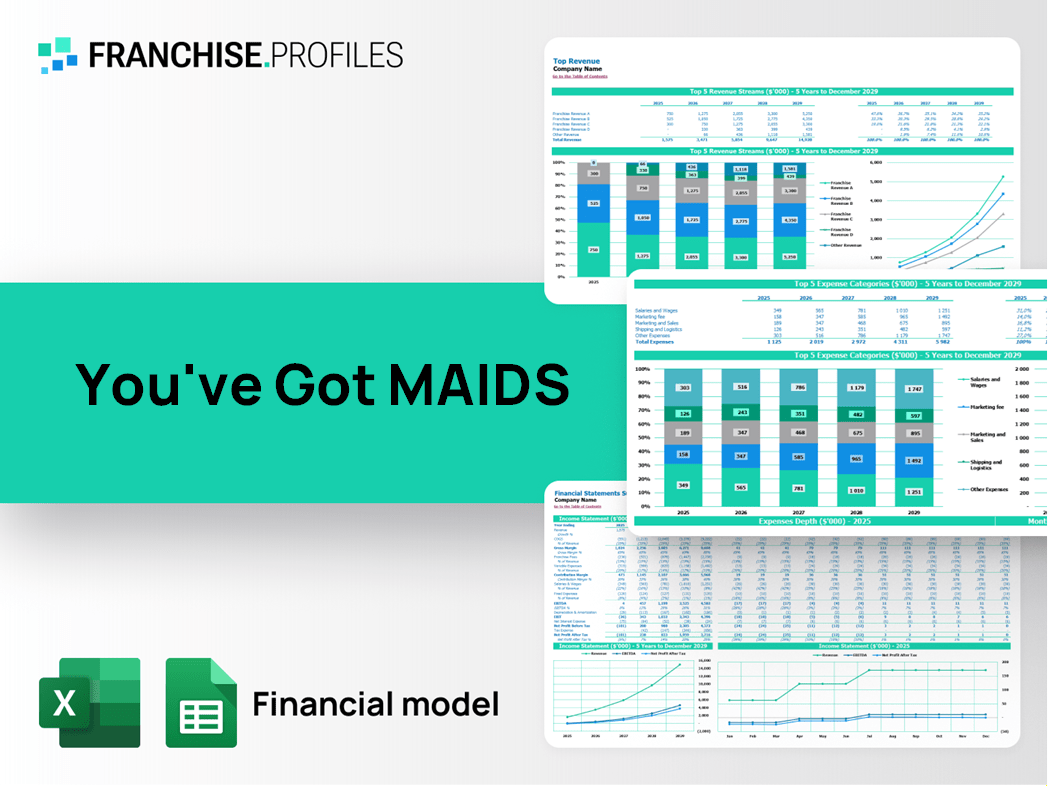You've Got MAIDS Franchise Financial Model Template