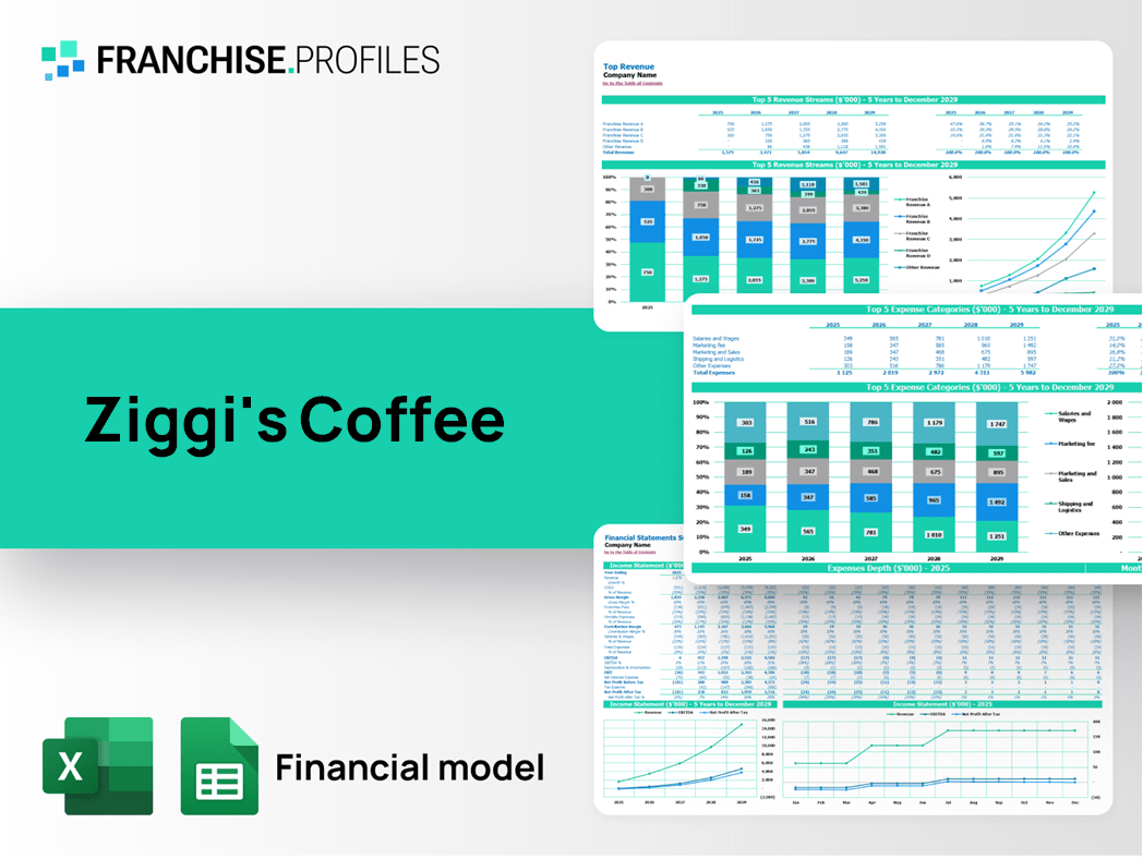 Ziggi's Coffee Franchise Financial Model Template